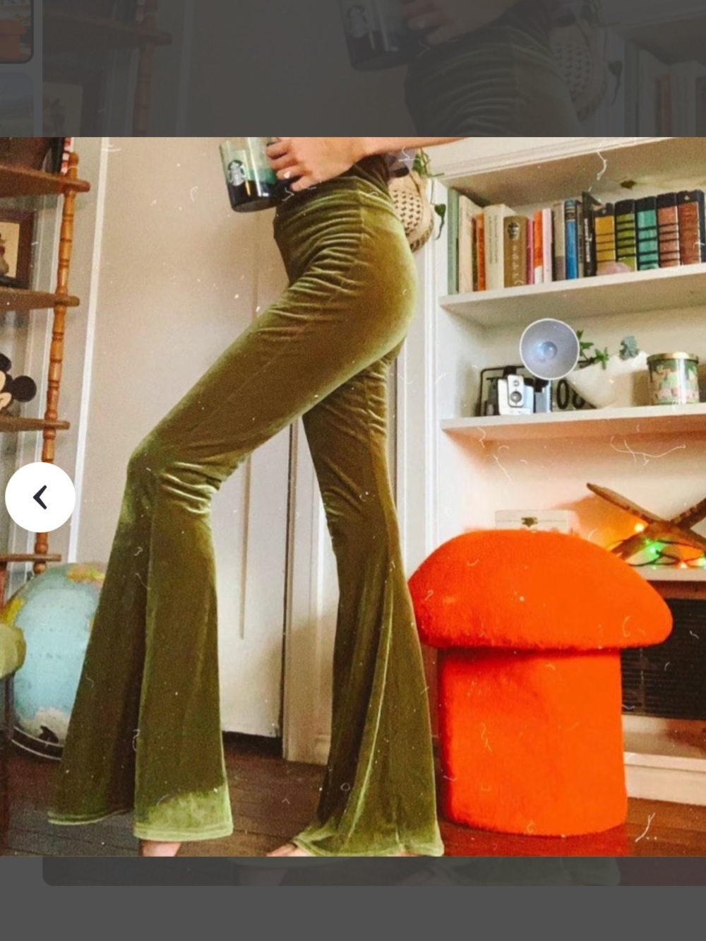 Velvet Flared Leggings - Olive Green